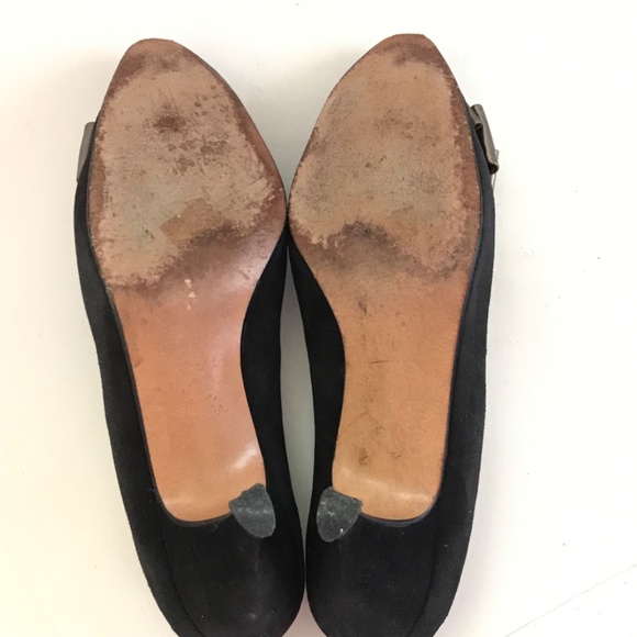 PALIZZIO Vintage Classic Pump Leather Heels Bow Metallic Gold Black Size 7.5 - Picture 15 of 16